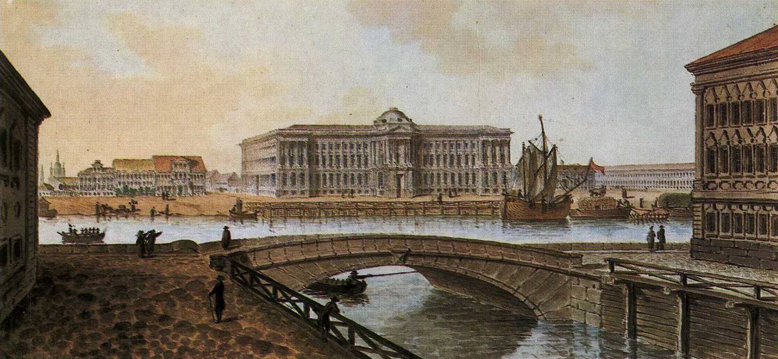 Жан Балтазар де ла Траверс. "Вид на Академию художеств в Петербурге". 1790-е.