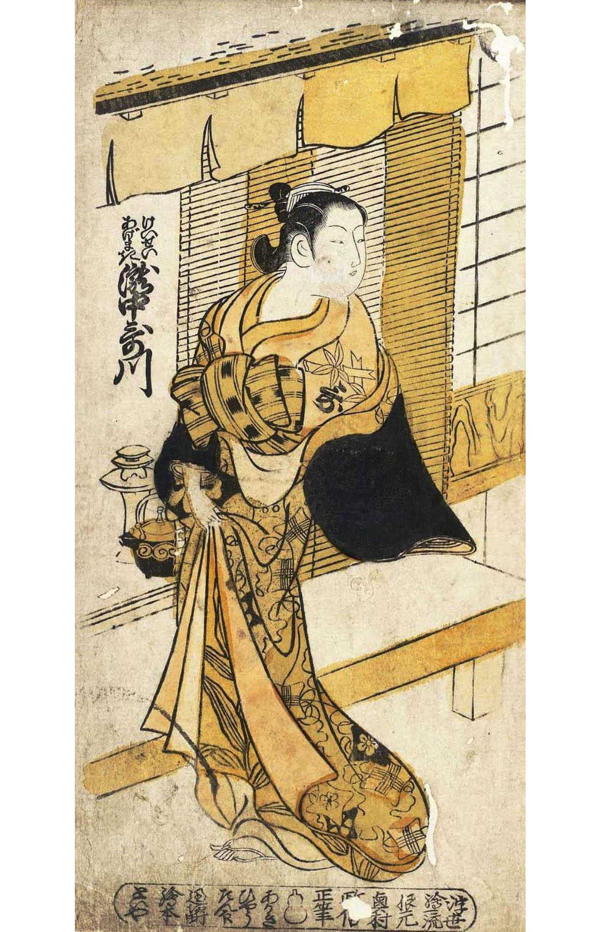 Окумура Масанобу. "Актёр Такинака Утагава в роли куртизанки". Около 1740.