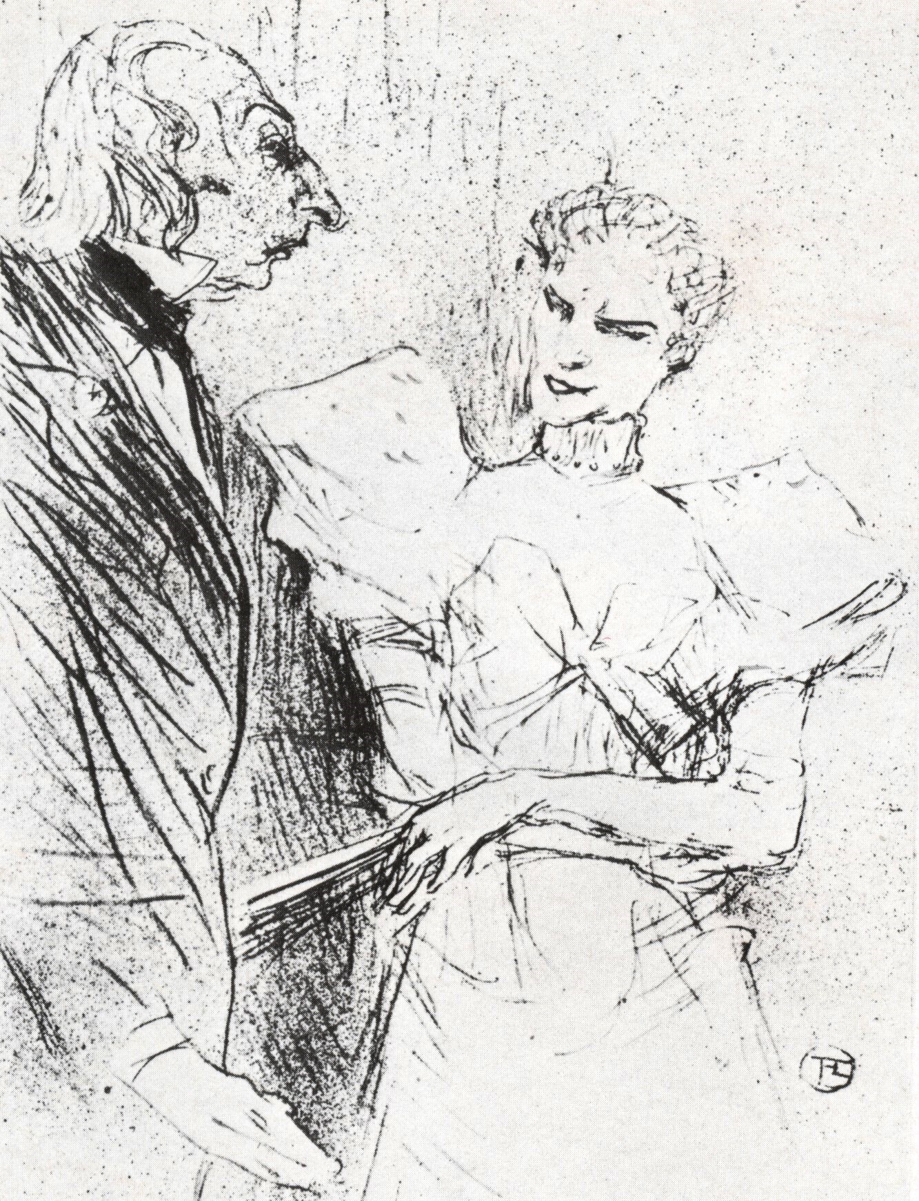 Анри де Тулуз-Лотрек. "Актёры Брандес и Лелу Ар". 1894.
