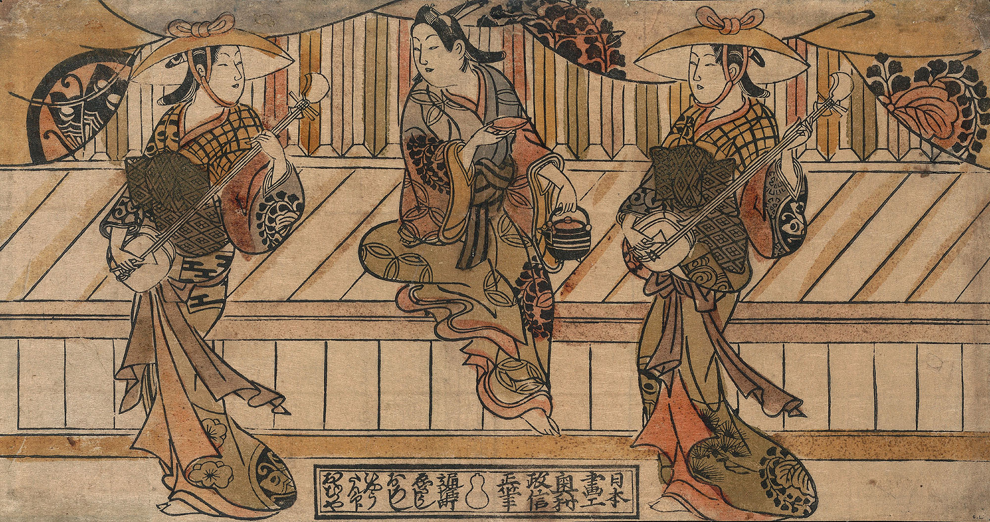 Окумура Масанобу. "Три актёра". Между 1716 и 1726.
