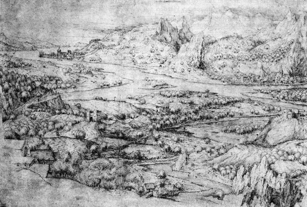 Питер Брейгель Старший. "Альпийский пейзаж". 1552-1554.