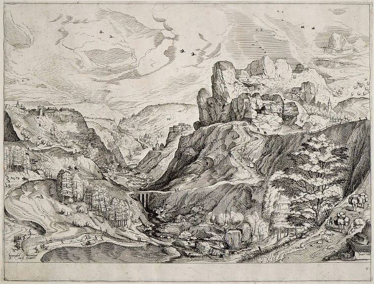 Питер Брейгель Старший. "Альпийский пейзаж". 1555-1556.