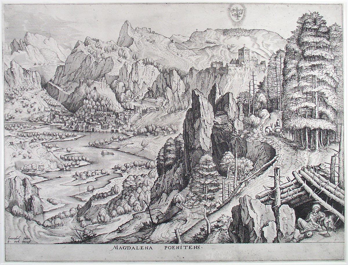 Питер Брейгель Старший. "Альпийский пейзаж со святой Марией Магдалиной. 1555-1556.