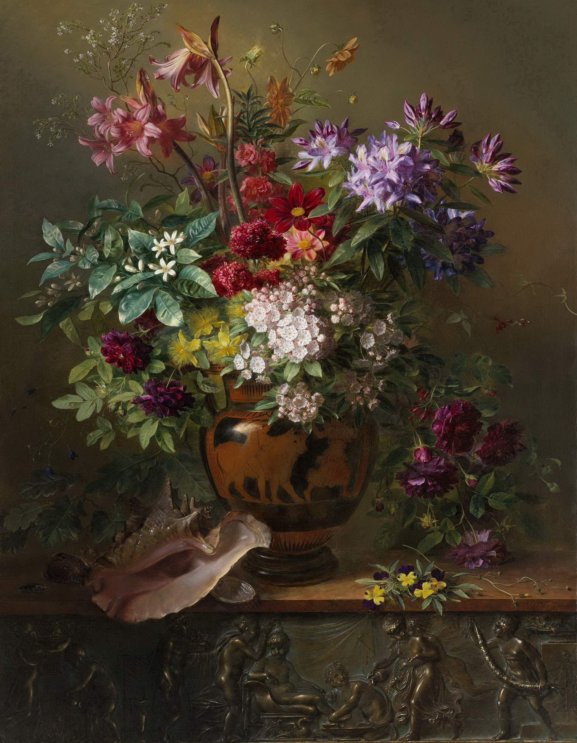 Георг Якоб Иоганн ван Ос. "Букет цветов в греческой вазе (Аллегория весны)". 1817.
