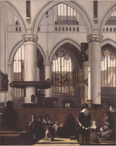 Эманюэл де Витте. "Интерьер Старой церкви в Амстердаме во время службы". Около 1660.