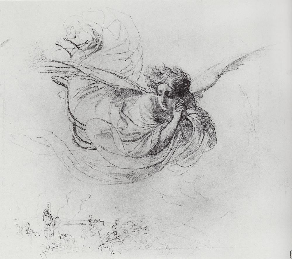 Карл Павлович Брюллов. "Летящий ангел, оплакивающий жертвы инквизиции". 1849-1850.