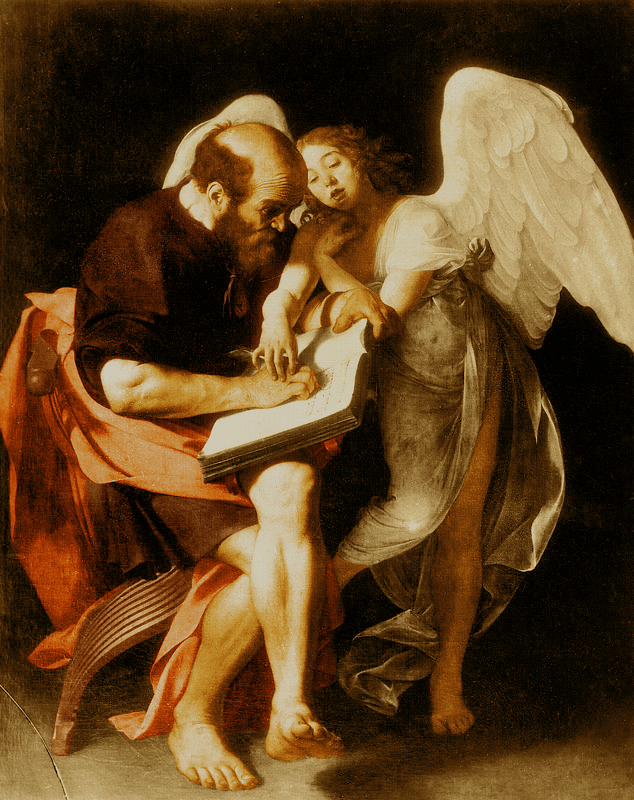 Микеланджело Меризи да Караваджо. "Апостол Матфей и ангел". 1599. Церковь Сан Луиджи деи Франчези. Рим.