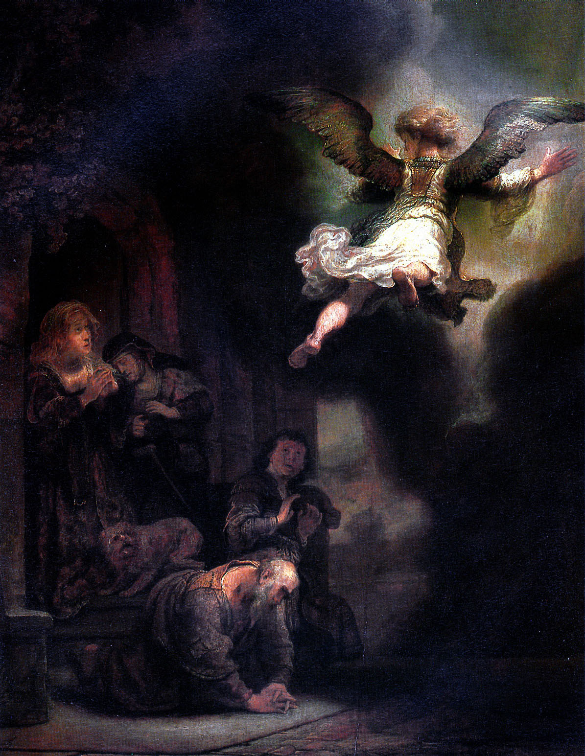 Рембрандт Харменс ван Рейн. "Ангел Рафаил, покидающий семейство Товия". 1637.