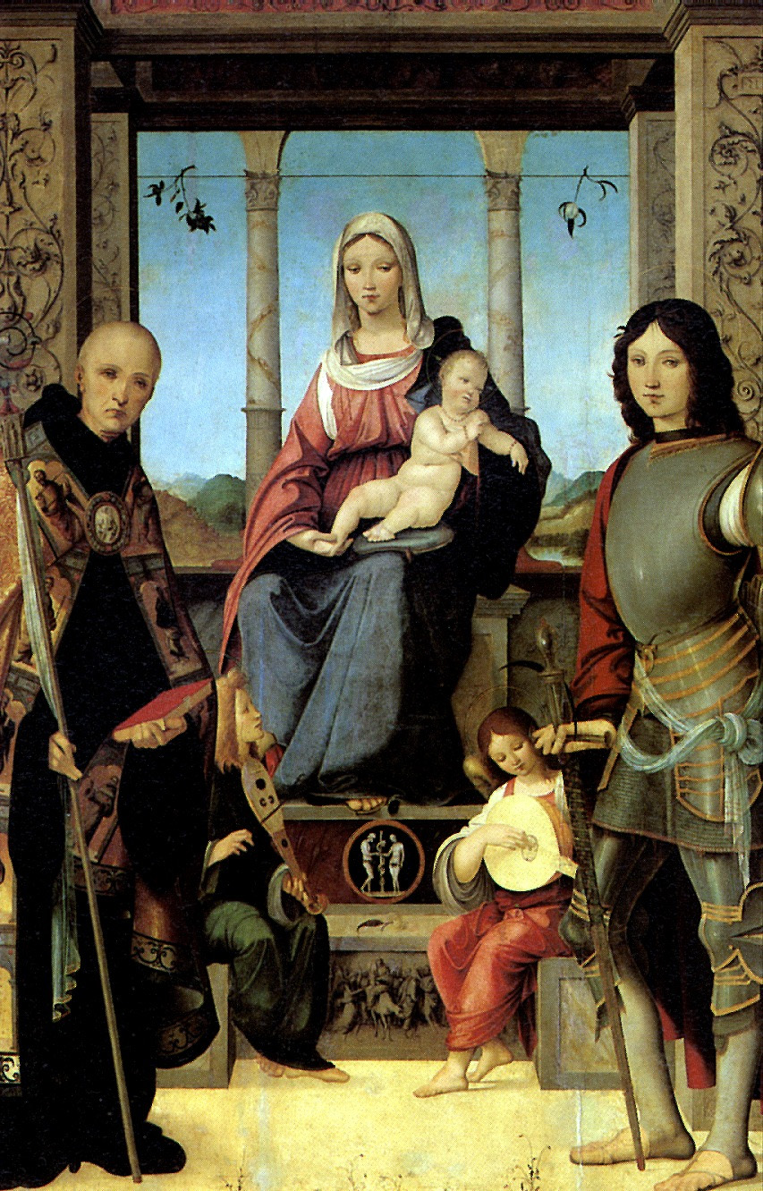 Франческо Мармитта. "Мадонна с Младенцем, со святыми Бенедиктом и квентином и двумя ангелами".