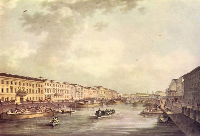 Карл Петрович Беггров. "Перспектива Фонтанки от Аничкова моста". 1820-е.