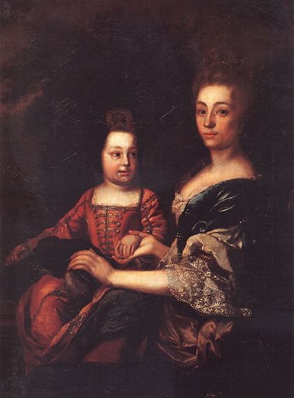 Фрейлина Анны Леопольдовны Юлия Менгден с императором Иваном VI на руках.