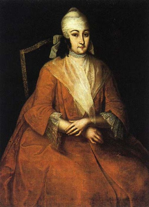 И. Вишняков. Портрет Анны Леопольдовны в оранжевом платье. Между 1740 и 1746.