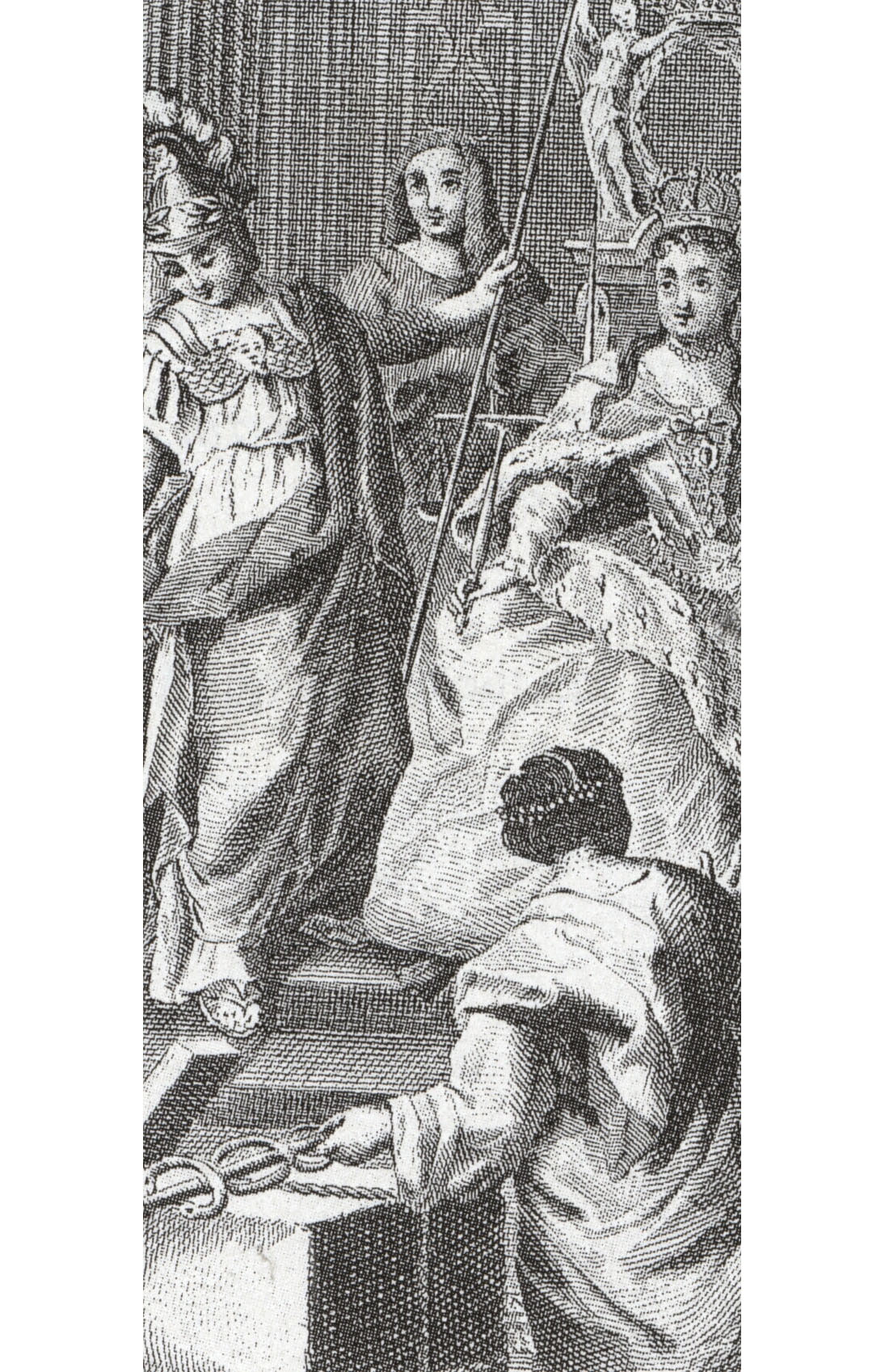 Х. Лоттес. "Анна Иоанновна на троне со скипетром в руках". Фрагмент. 1739.