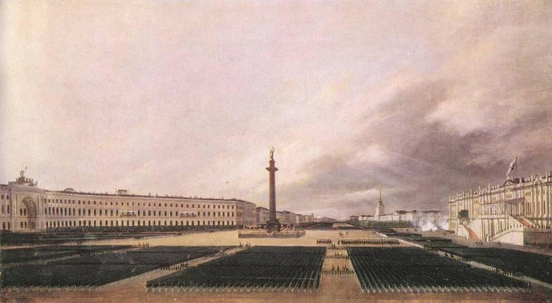 В. Раев. Основание Александровской колонны. "Парад 30 августа 1834 года".