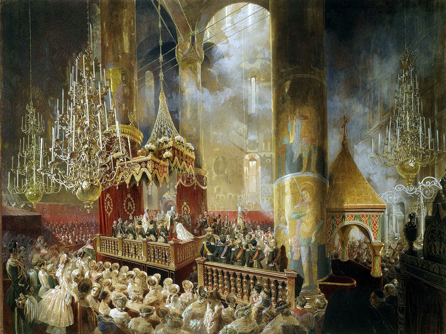 Михай Зичи. "Коронация Александра II в Успенском соборе Московского кремля 26 августа 1856 года".