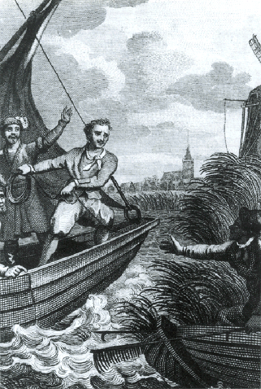 Пётр I в Заандаме 18 августа 1697 года. Гравюра XVIII века.