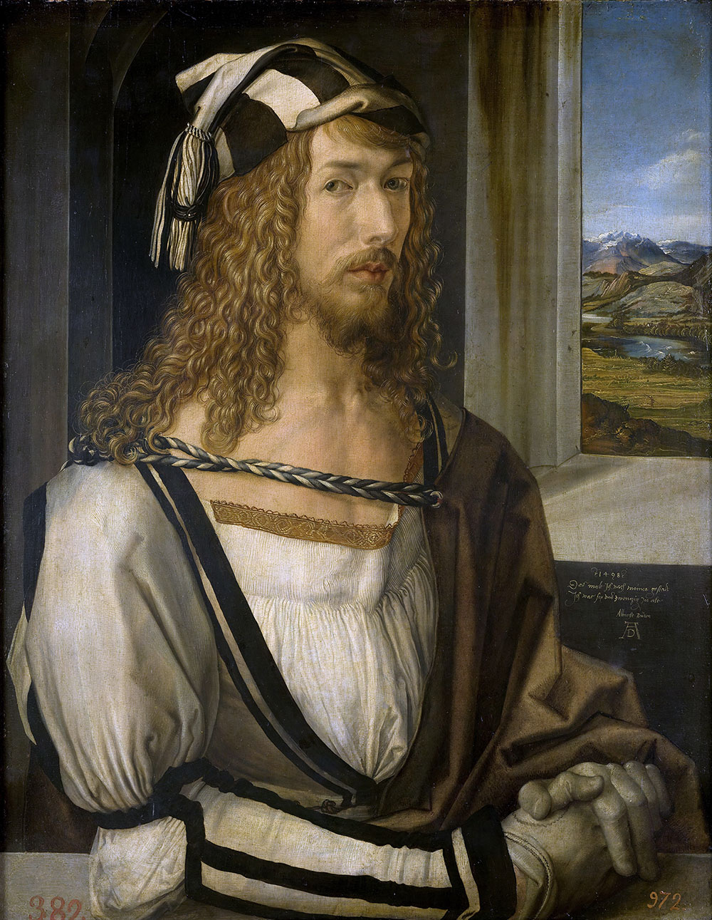 Альбрехт Дюрер. "Автопортрет в перчатках". 1498. Прадо, Мадрид.