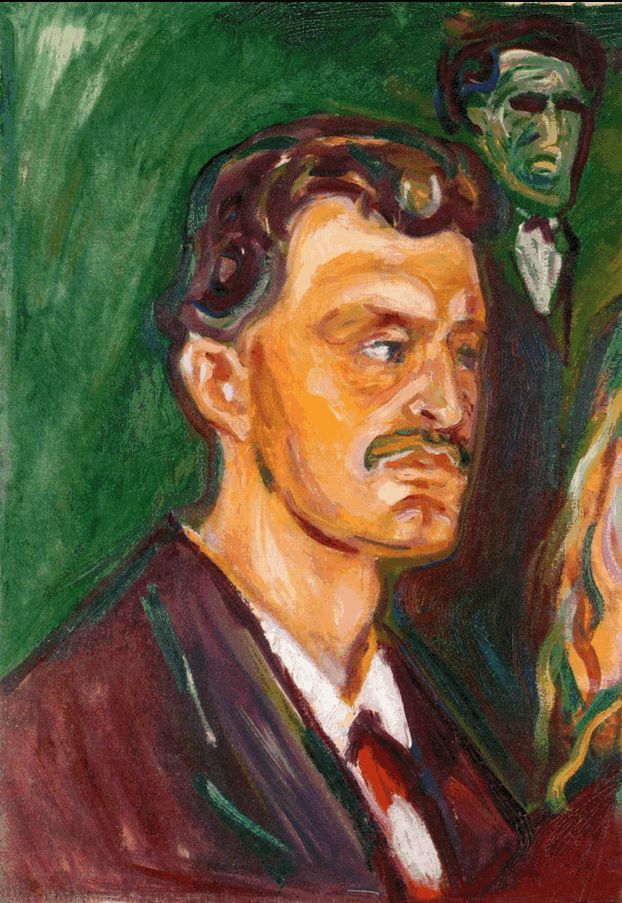 Эдвард Мунк. "Автопортрет на зелёном фоне". 1905.