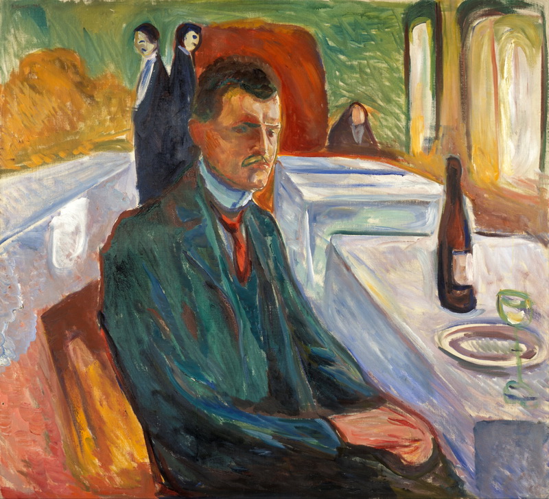 Эдвард Мунк. "Автопортрет с бутылкой вина". 1906. Музей Мунка, Осло.