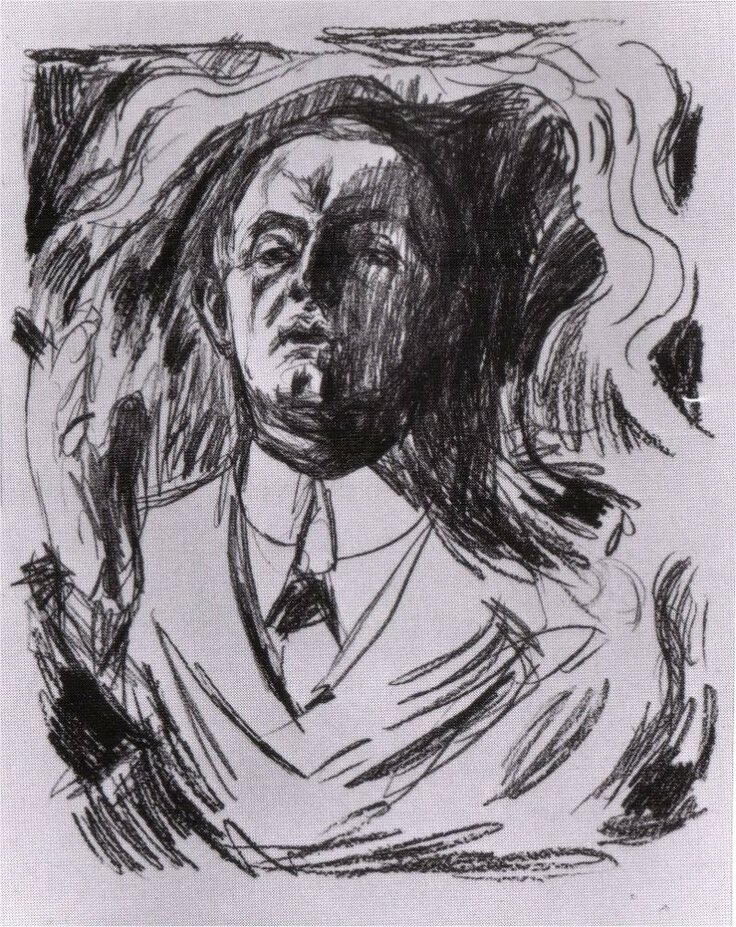 Эдвард Мунк. "Автопортрет с сигарой". 1909.