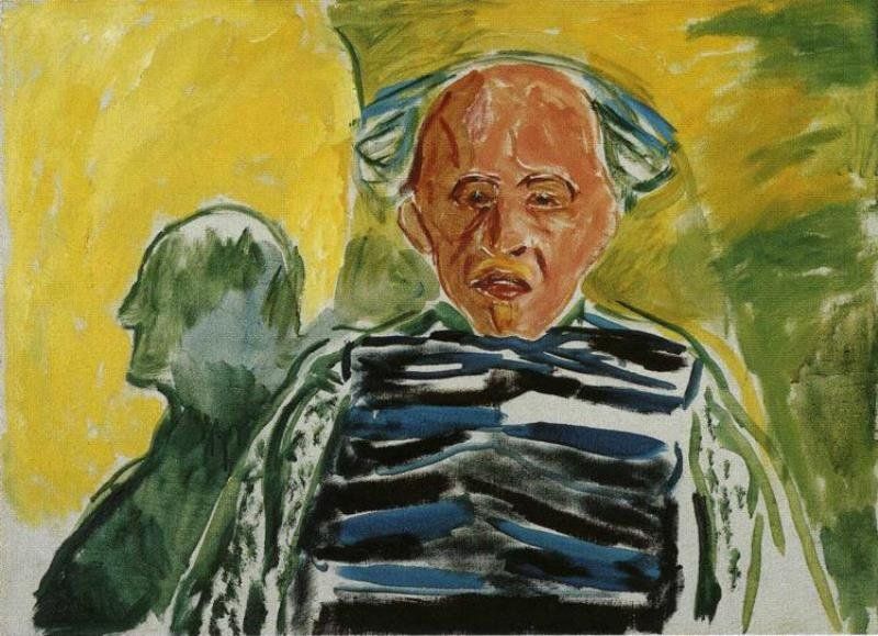 Эдвард Мунк. "Автопортрет в полосатом свитере". 1944. Музей Мунка, Осло.