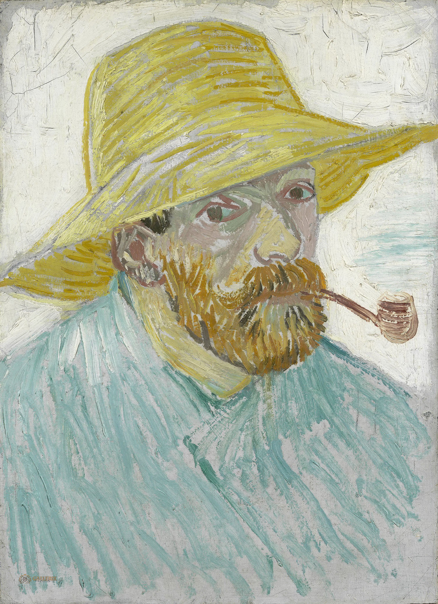 Винсент Ван Гог. "Автопортрет в соломенной шляпе с трубкой". 1888. Музей Ван Гога, Амстердам.