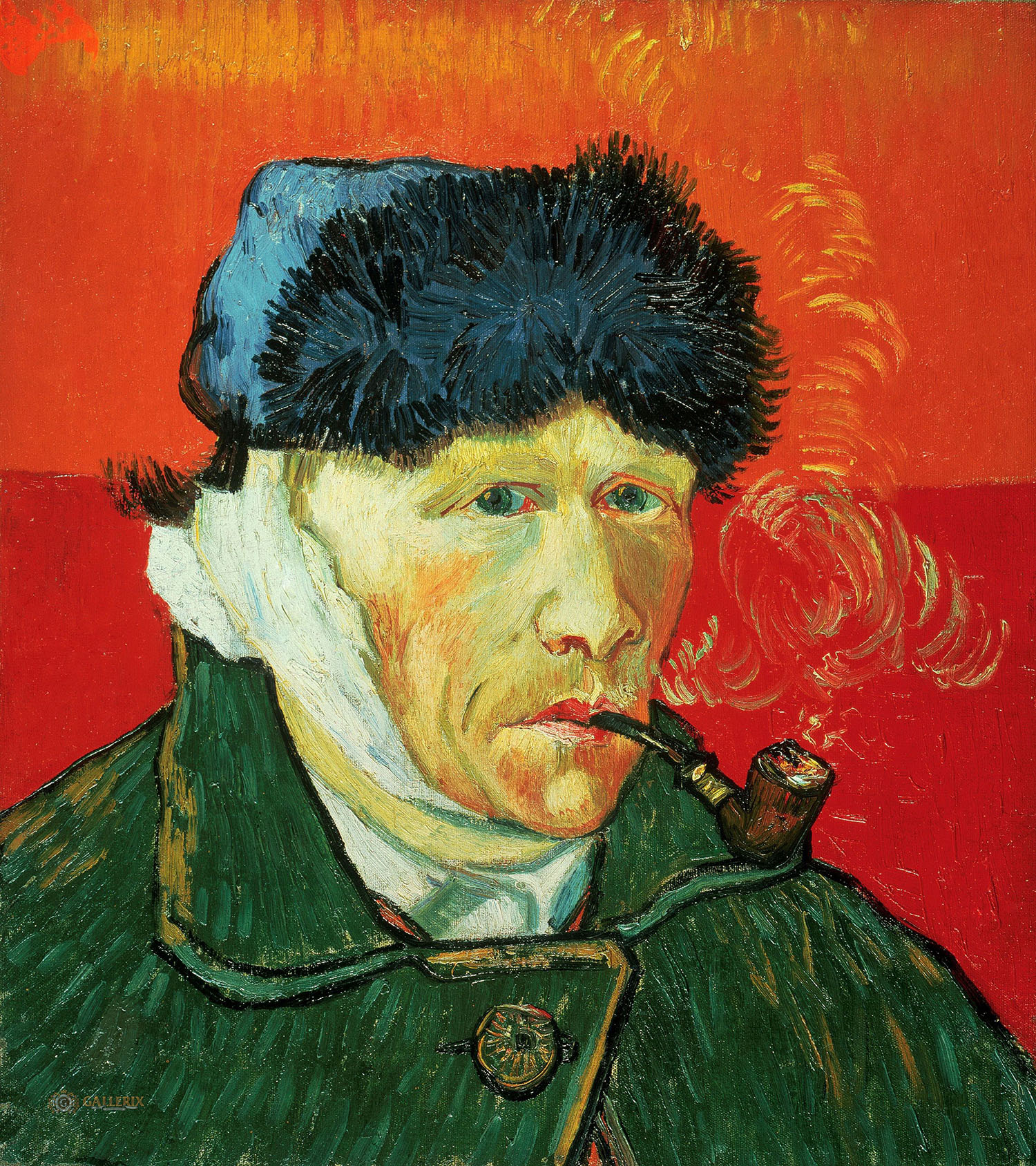 Винсент Ван Гог. "Автопортрет с перевязанным ухом и трубкой". 1889. Частная коллекция.