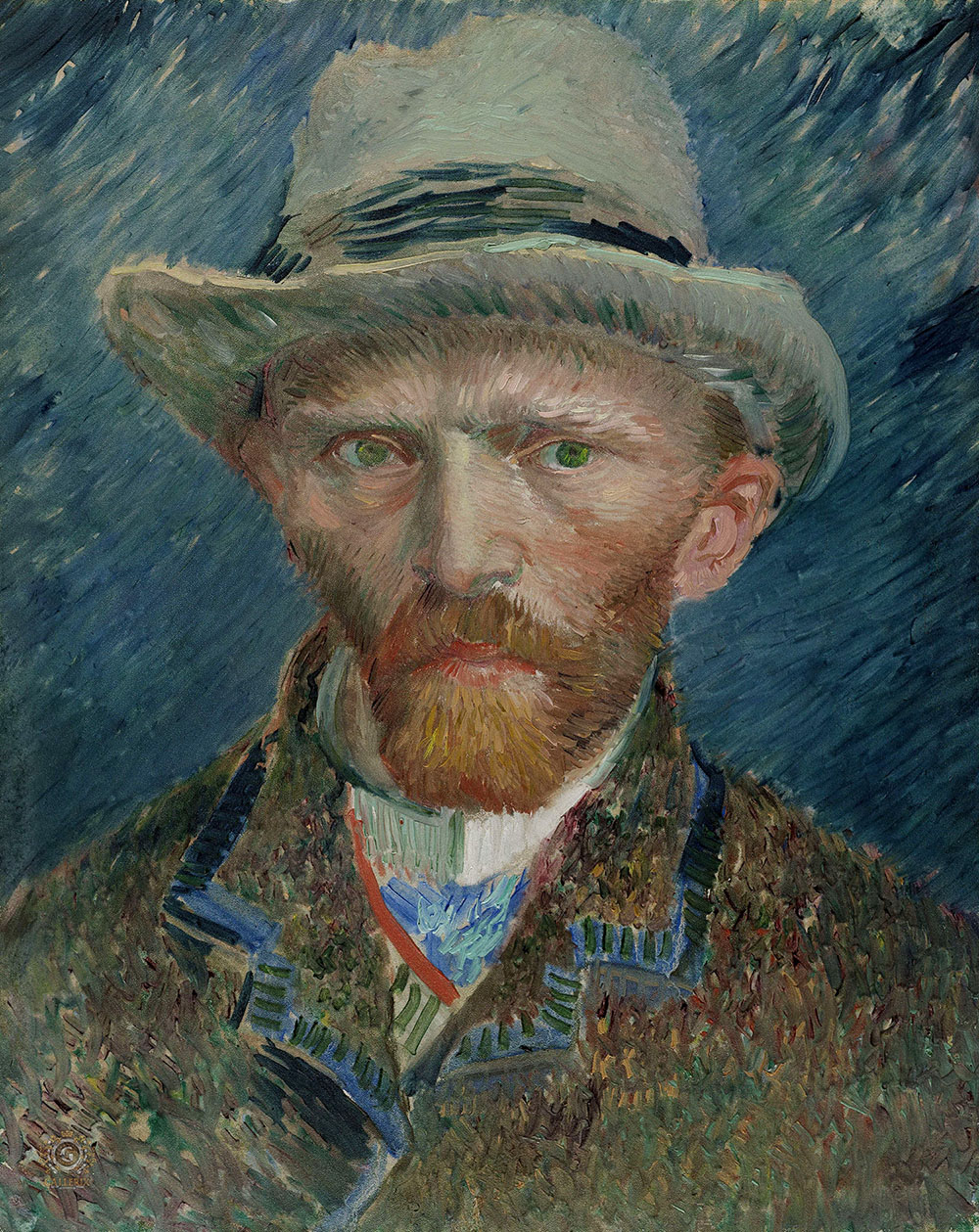 Винсент Ван Гог. "Автопортрет в серой фетровой шляпе". 1886-1887.