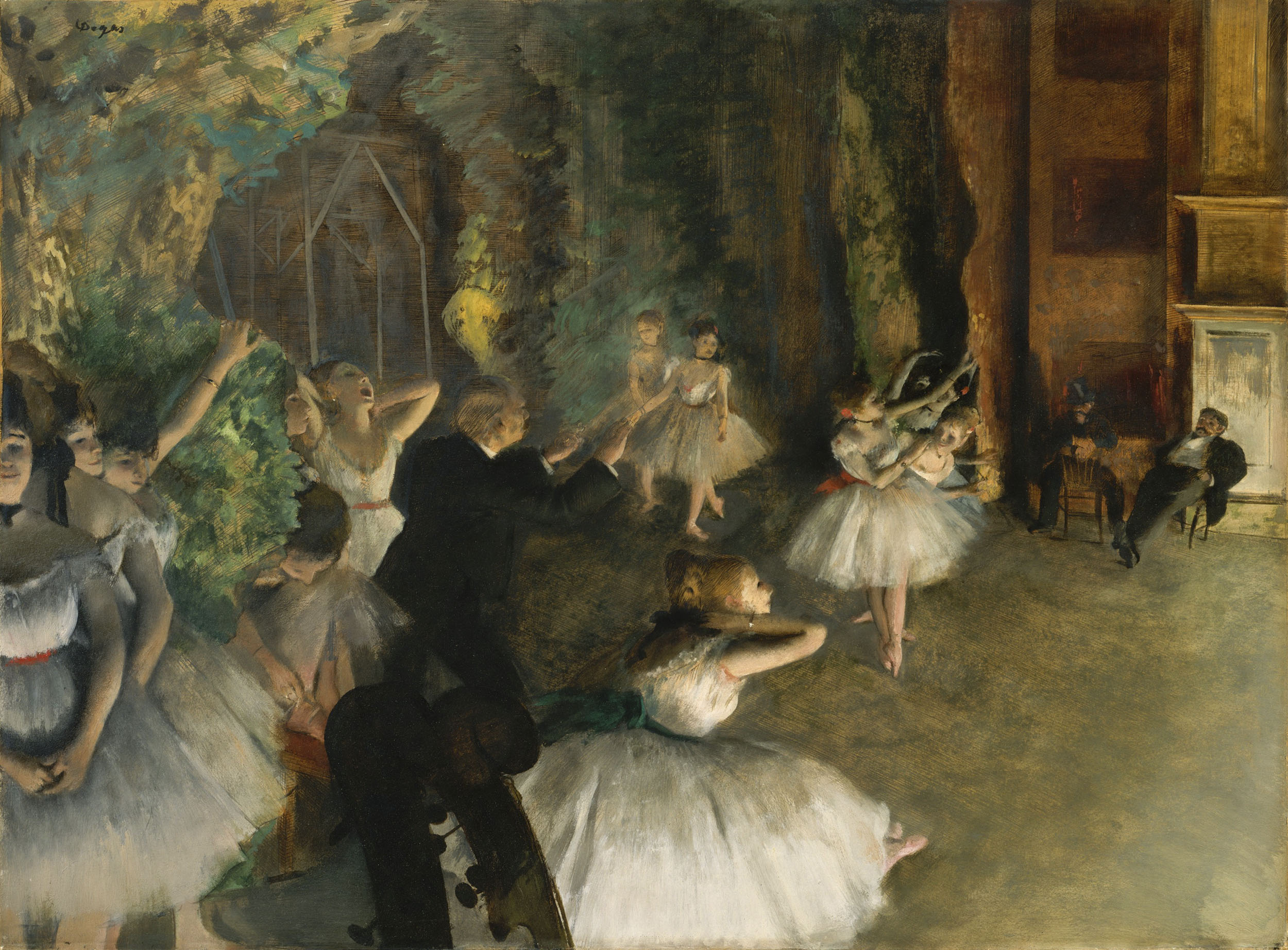 Эдгар Дега. Репетиция балета на сцене. Около 1874.