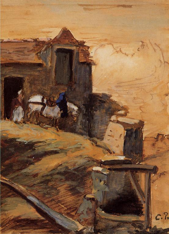 Камиль Писсарро. "Белая лошадь на ферме". 1874.