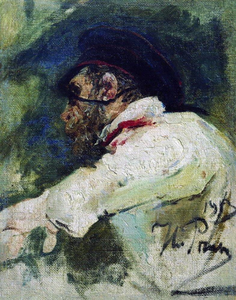 Илья Репин. Мужчина в белом кителе. 1913.