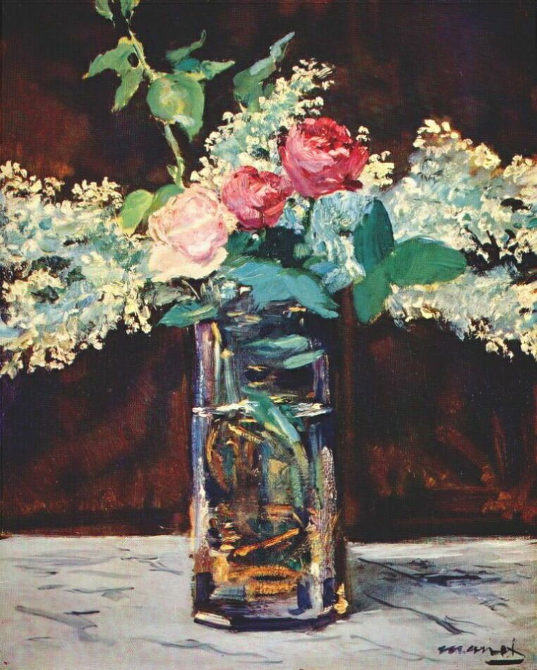 Эдуард Мане. "Розы и белая сирень в вазе". 1882.