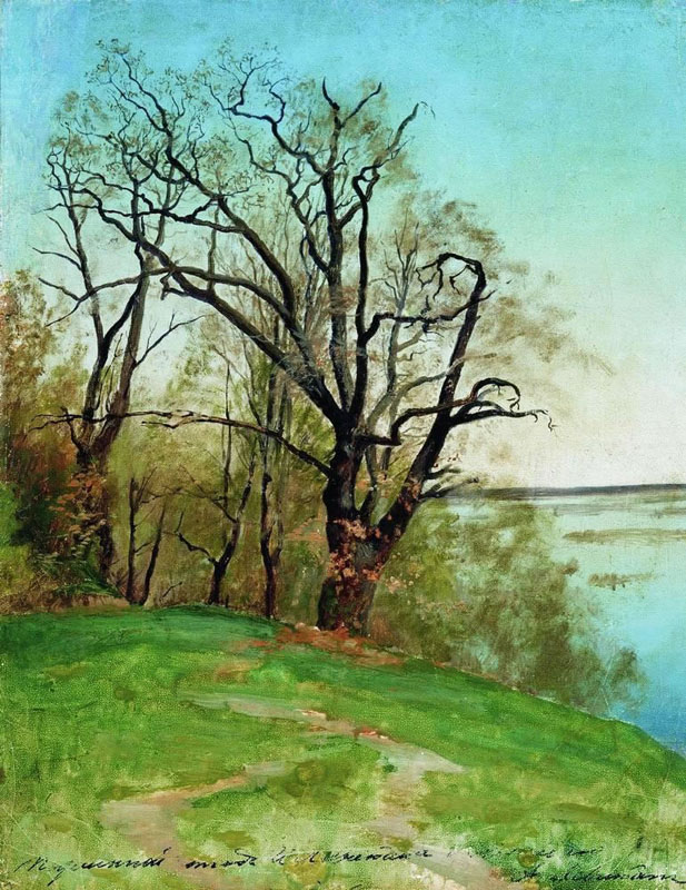 И. Левитан. Дуб на берегу реки. 1887.
