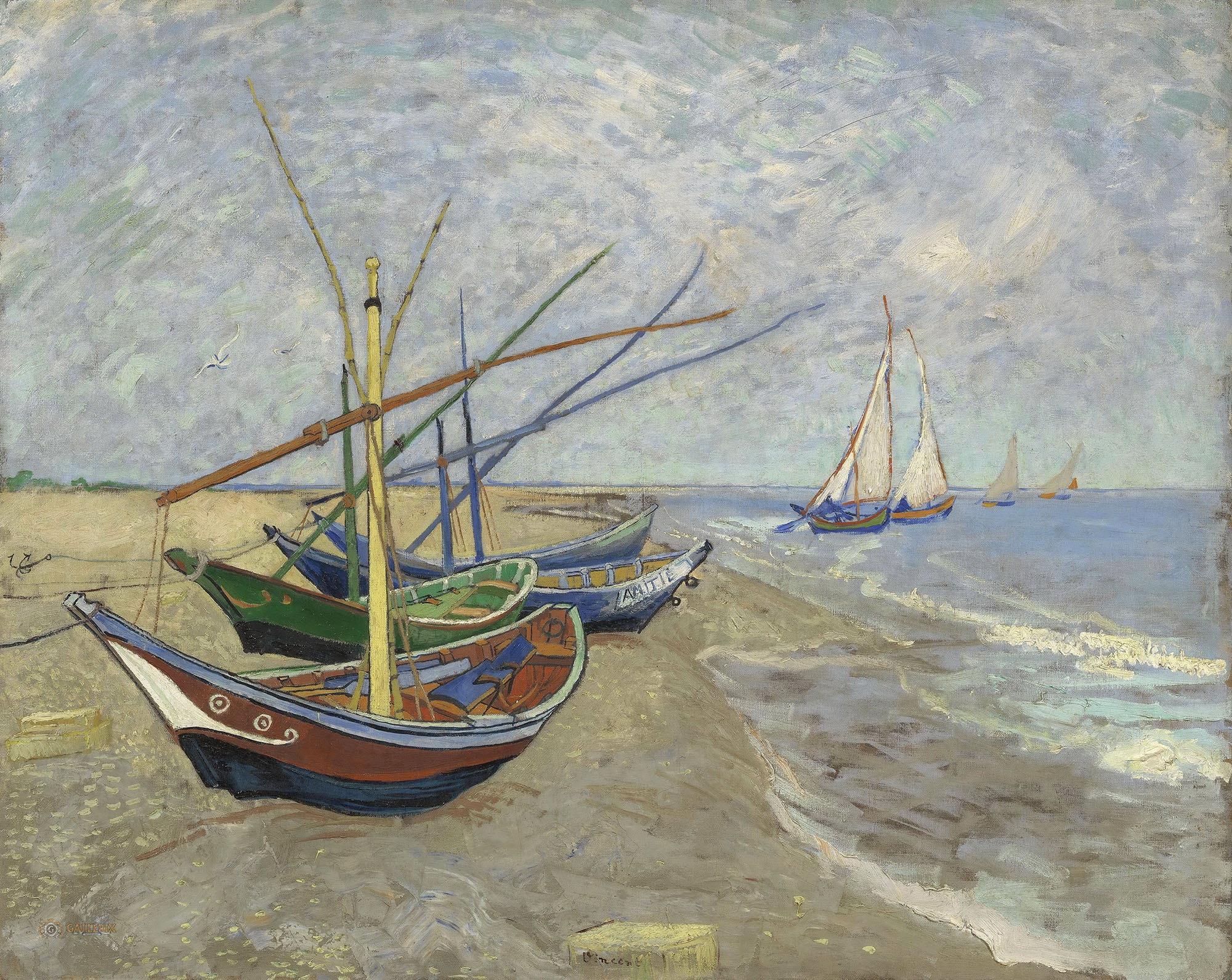 Винсент Ван Гог. "Рыболовные лодки на берегу Сент-Мари".