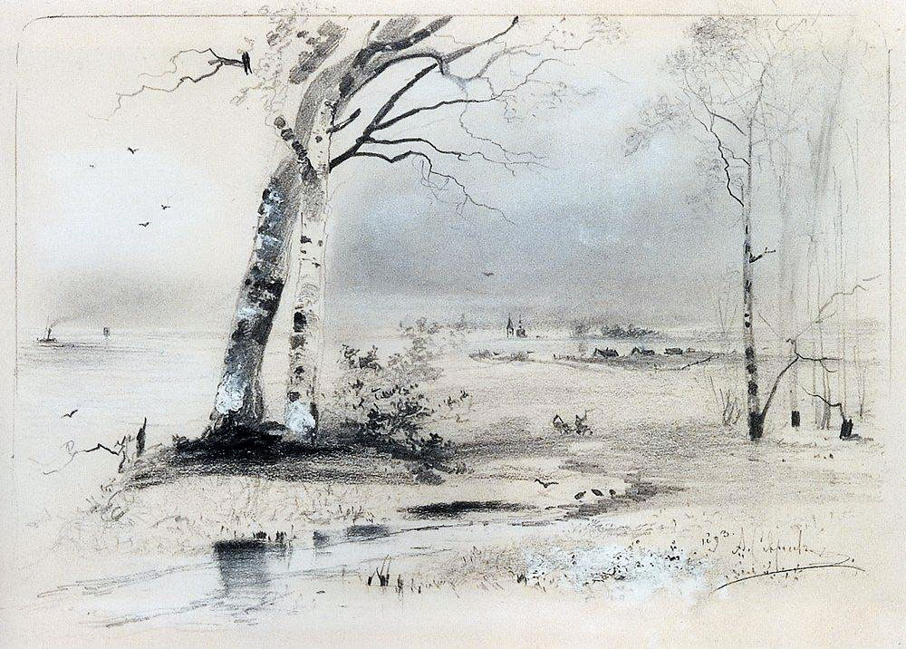 А. Саврасов. Ранняя весна. Берёзы у реки. 1893.