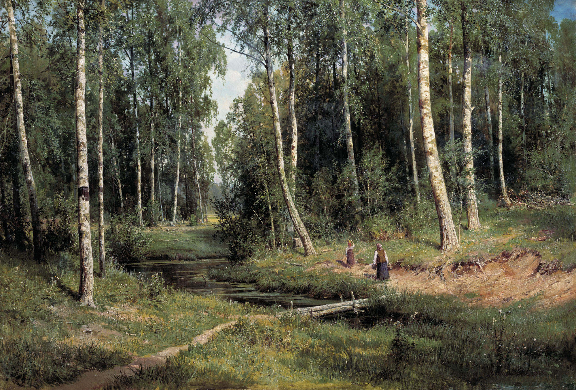 И. Шишкин. Ручей в берёзовом лесу. 1883.