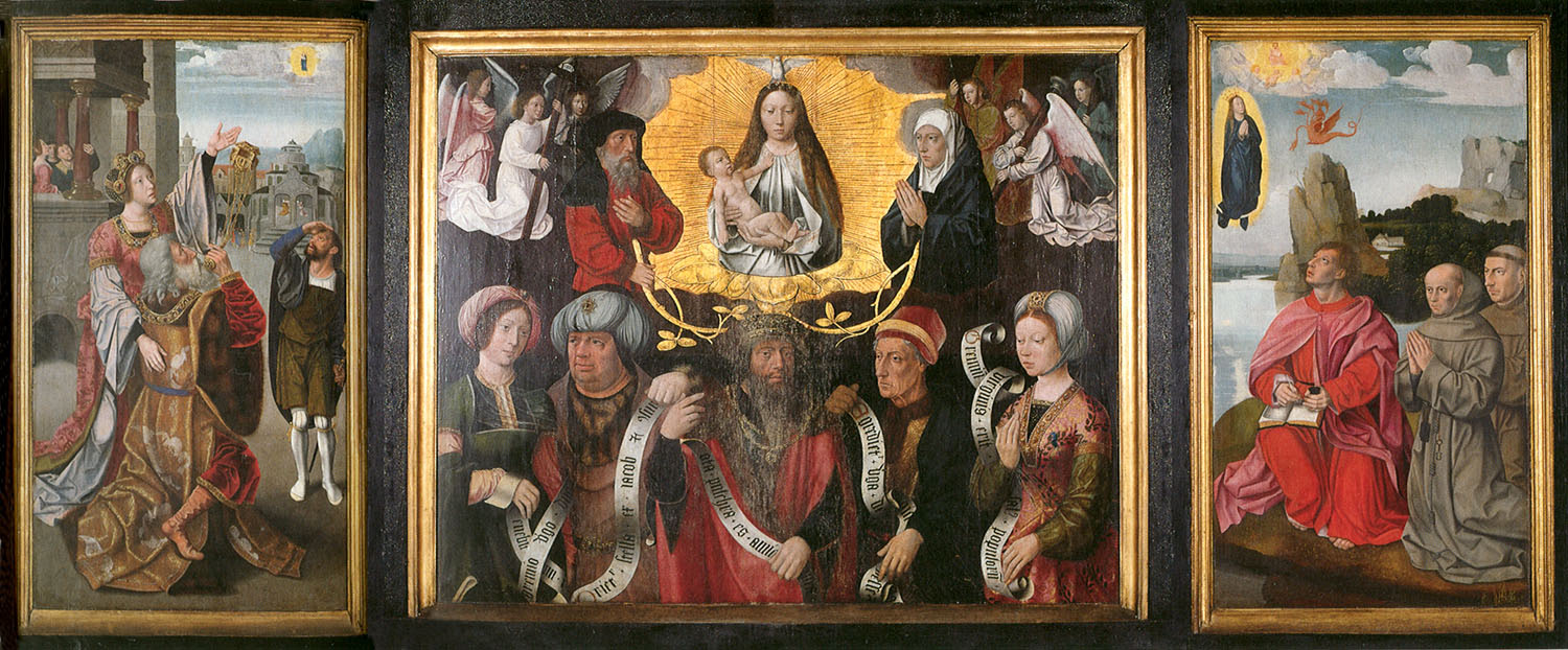 Мастер святого рода. Триптих с Богоматерью в славе, пророками и сивиллами (открыт). Около 1500-1525.