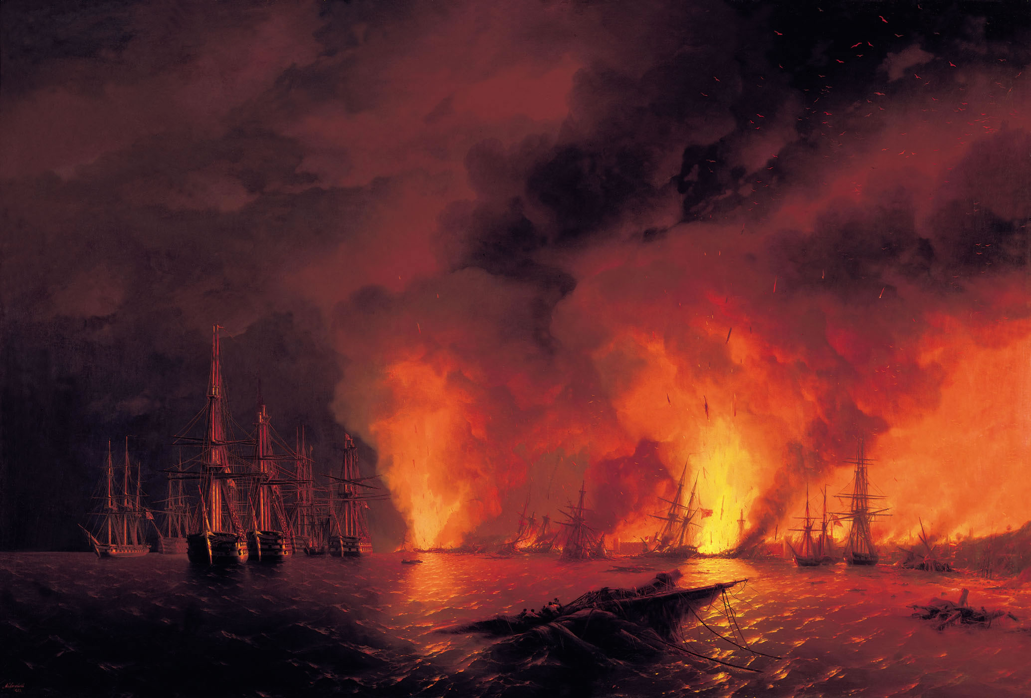 И. Айвазовский. Синопский бой 18 ноября 1853 года. Ночь после боя. 1853. 