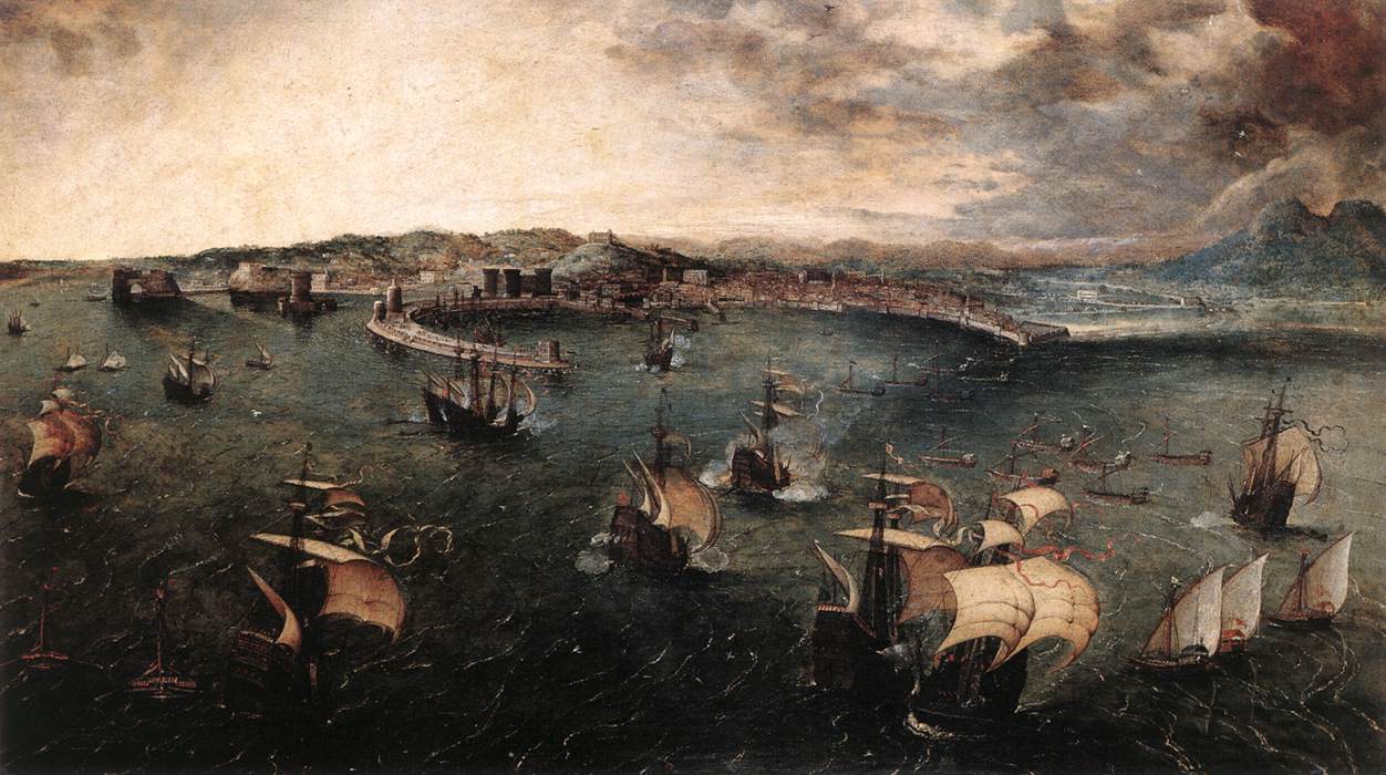 П. Брейгель Старший. Морской бой в гавани Неаполя. 1558-1562.