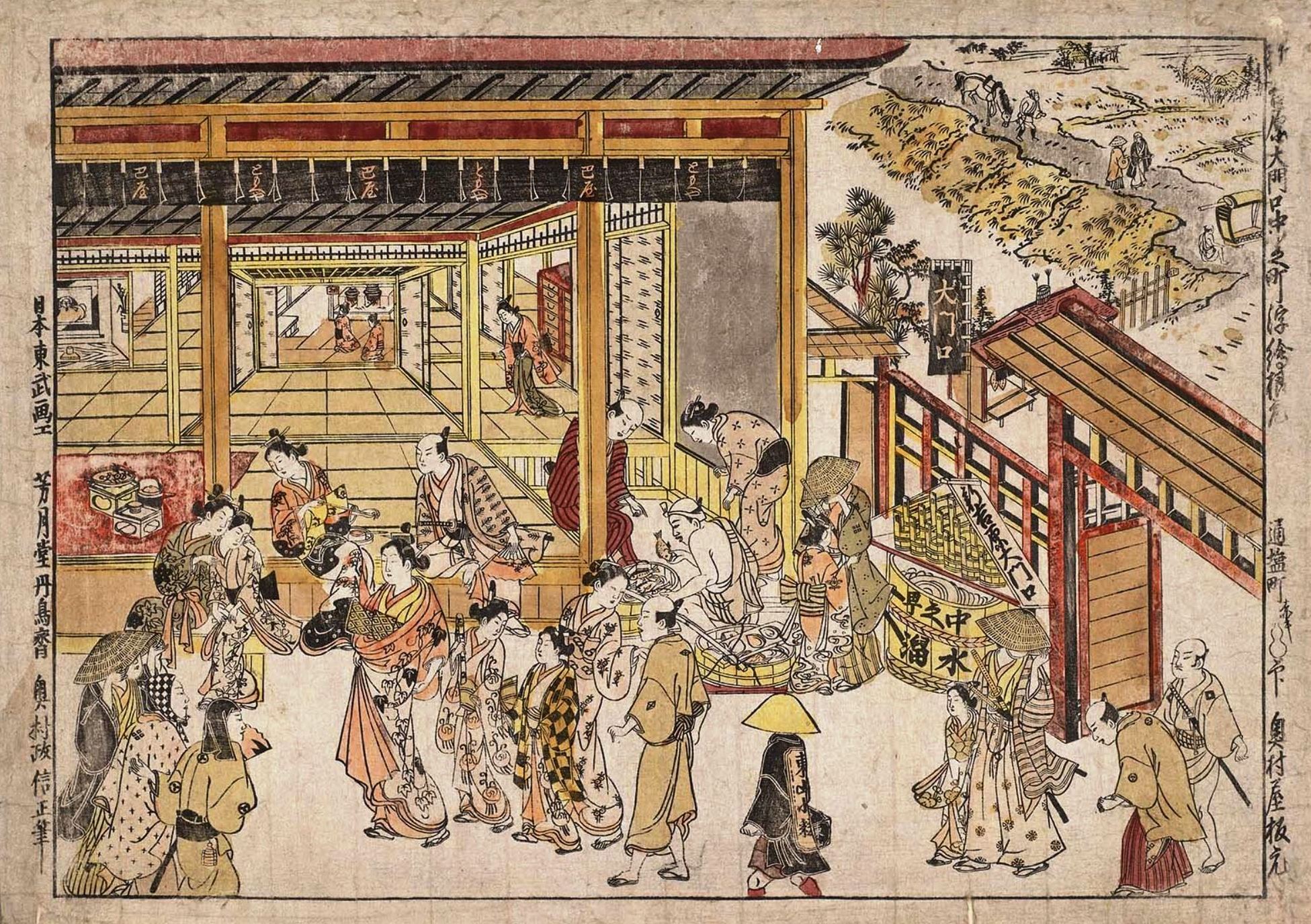 Окумура Масанобу. "Большие ворота в Ёсивара". 1740-е.