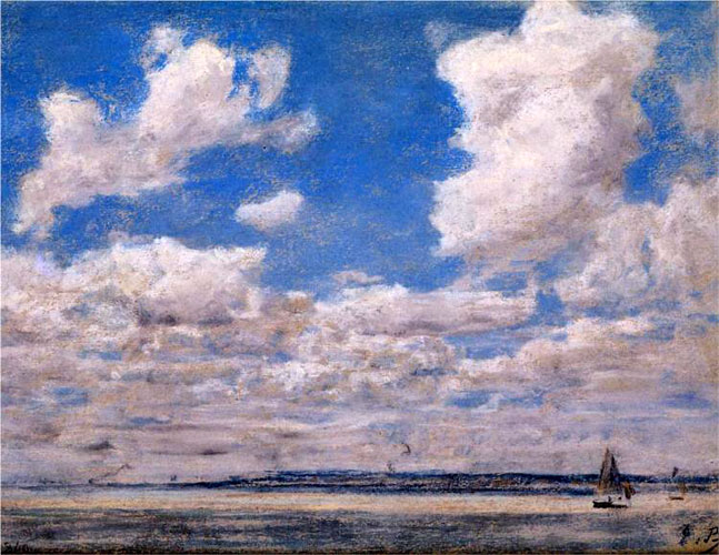 Эжен Буден. "Морской пейзаж с большим небом". 1860. частная коллекция.
