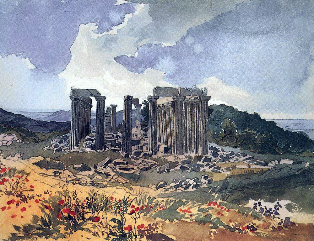 К. Брюллов. Храм Аполлона Эпикурейского в Фигалии. 1835.