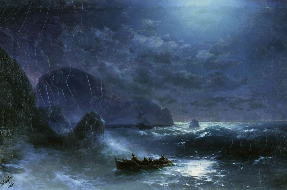 И. Айвазовский. Буря на море ночью. 1895.