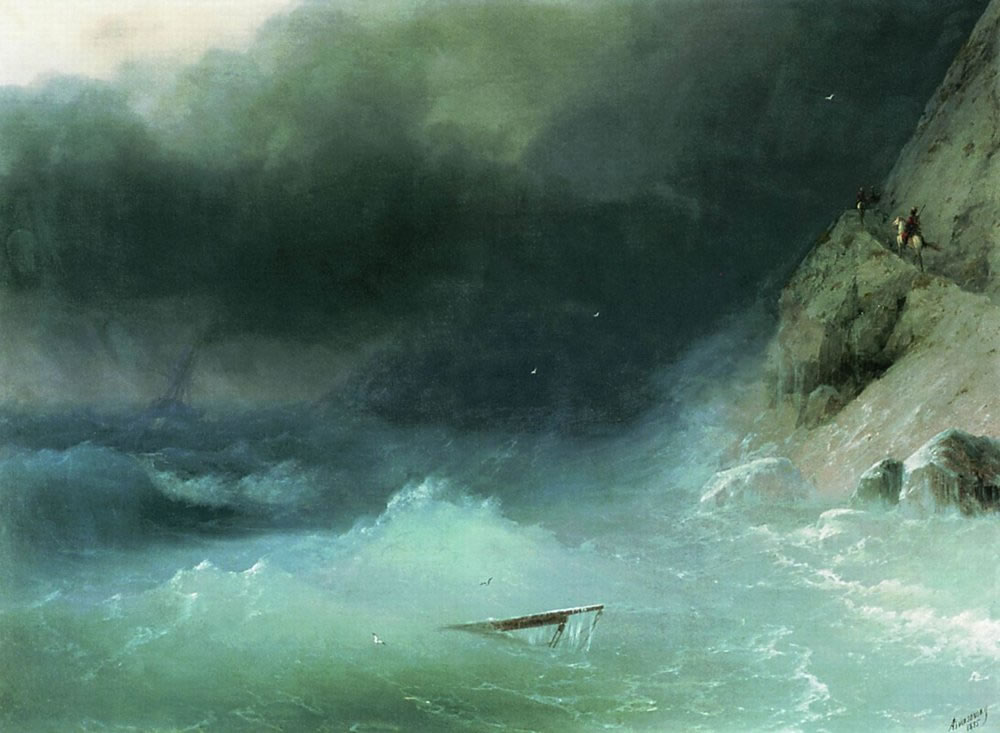 И. Айвазовский. Буря у скалистых берегов. 1875.