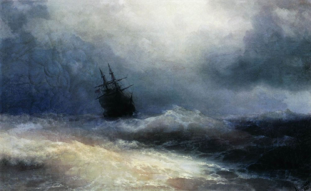И. Айвазовский. корабль в бурю. 1887.