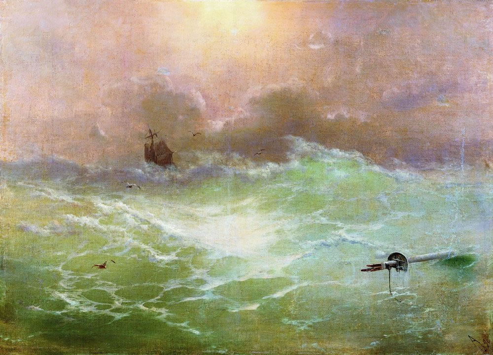 И. Айвазовский. Корабль в бурю. 1896.