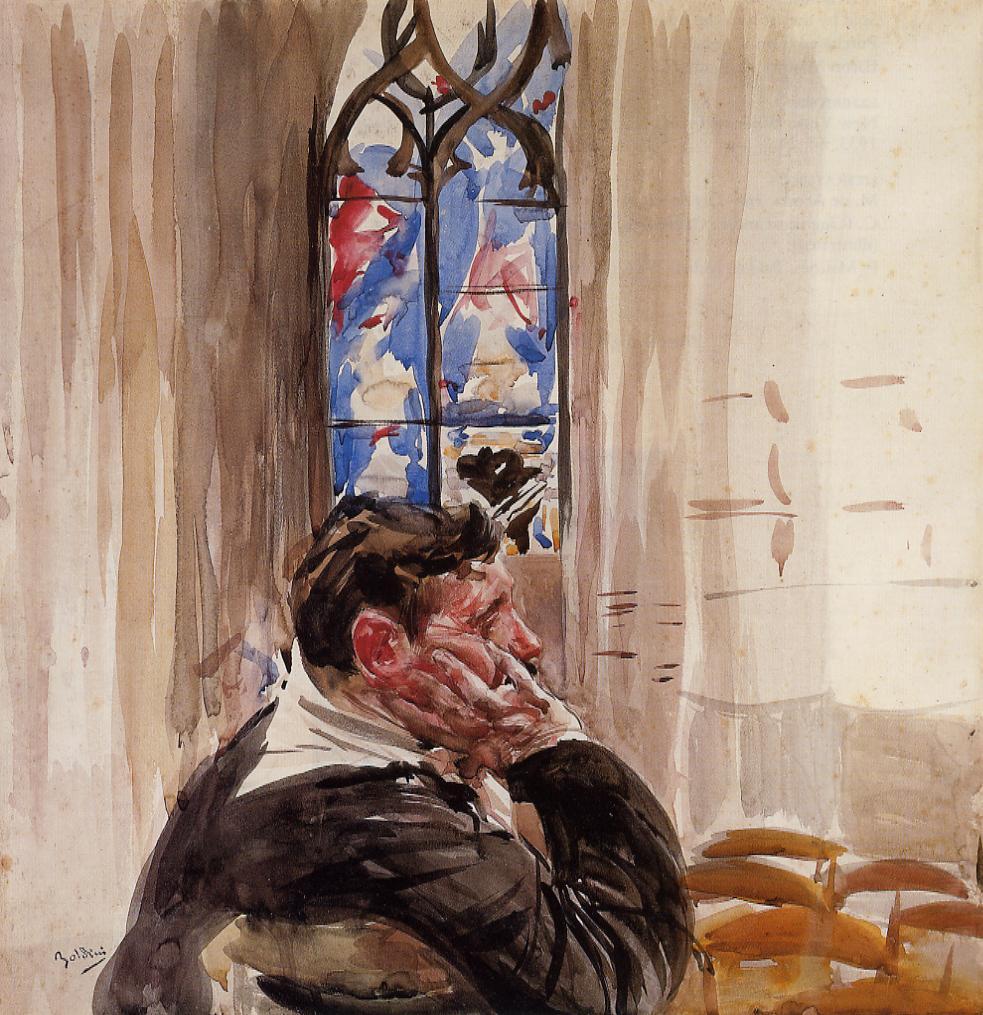 Джованни Больдини. "Портрет мужчины в церкви".