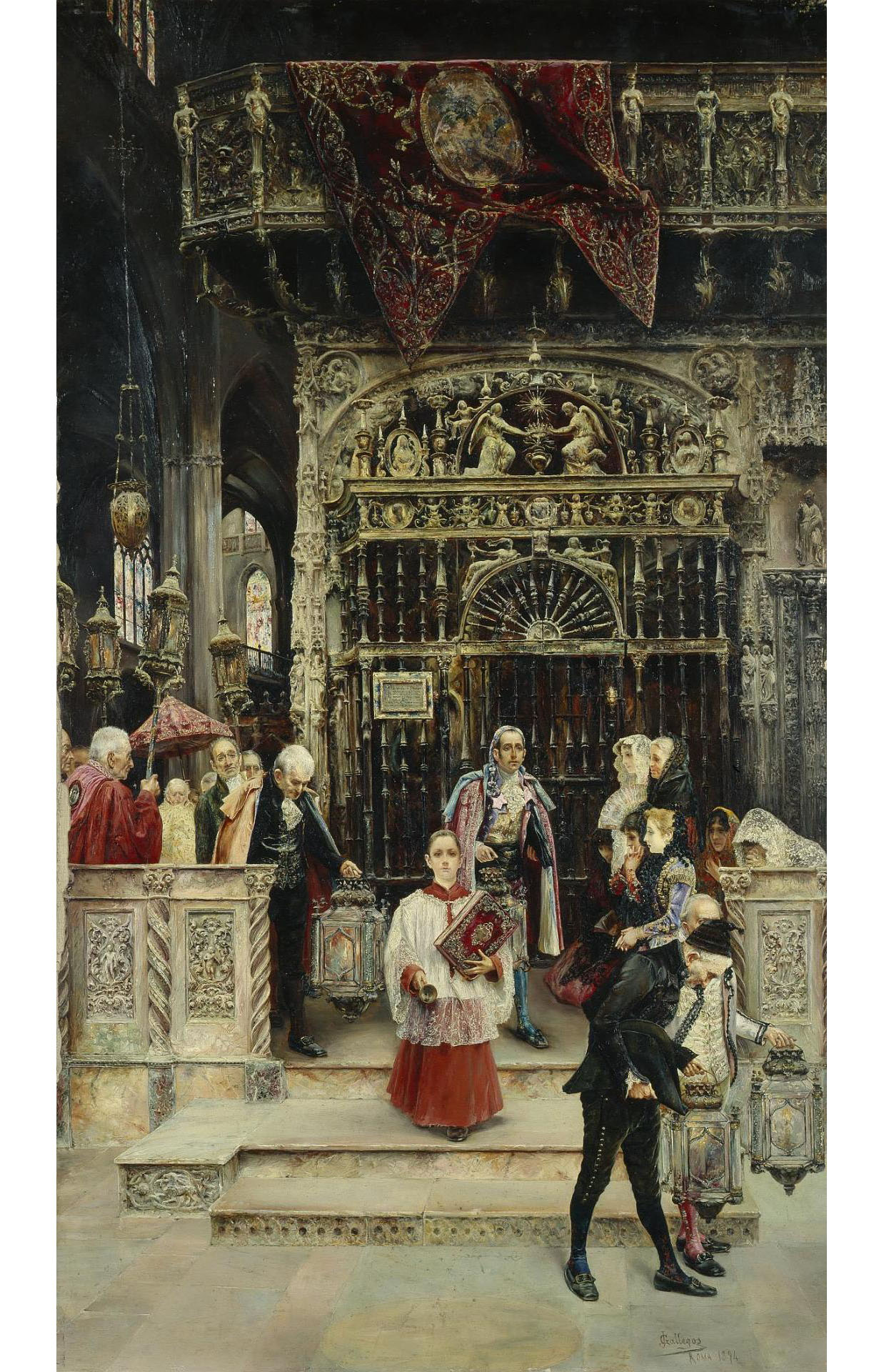 Хосе Гальегос-и-Арноса. "Выход из церкви". 1894. Эрмитаж, Санкт-Петербург.