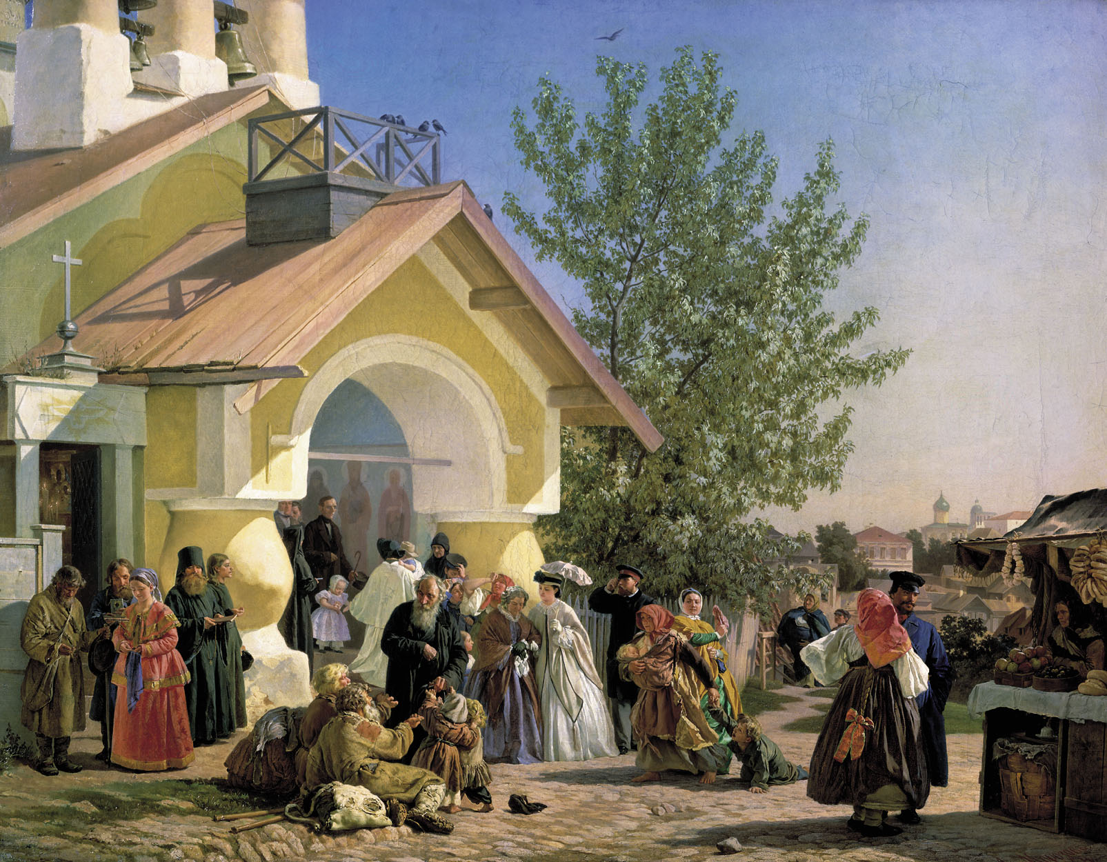 Александр Морозов. "Выход из церкви в Пскове". 1864.