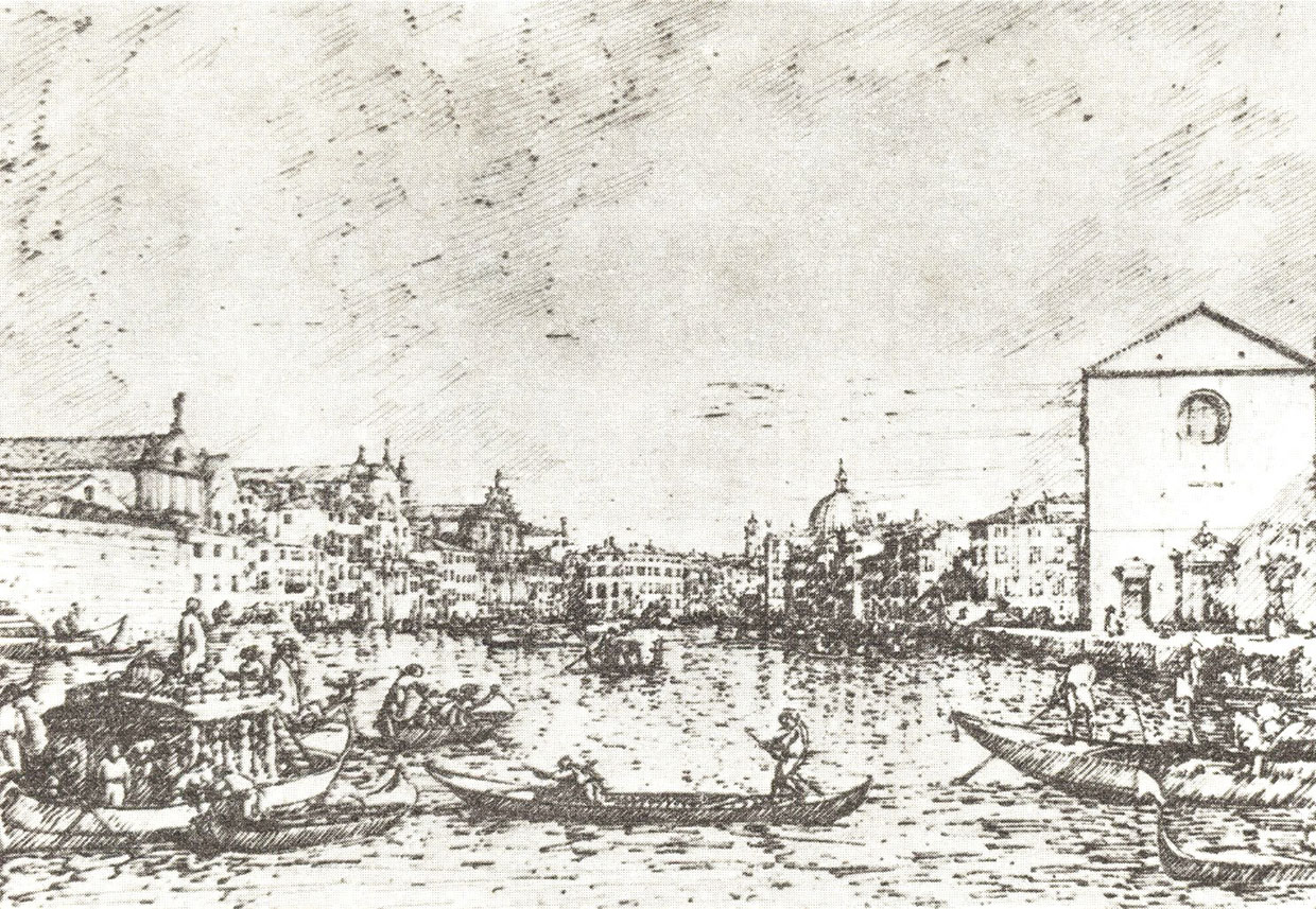 Каналетто. "Вид Большого канала около церкви Санта Кроче". 1730-е.